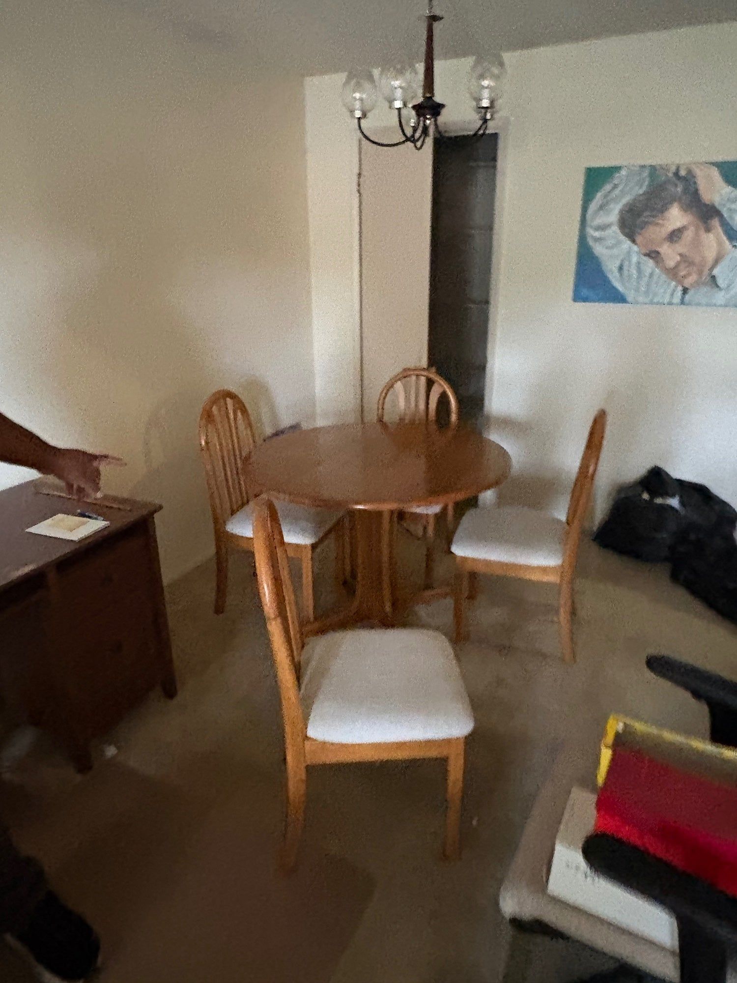 Five-Piece Wood Dining Set with Round Table and Padded Chairs