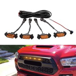 Seven Sparta Grill Led Lights 4 PCS with Fuse for 2016-2022 Aftermarket Toyota Tacoma TRD PRO Grille (Amber Shell with Amber Light)