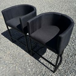 NEW Upholstered Linen Fabric Black Counter Height Stool Set of 2