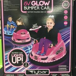 Flybar 6v Pink Glow Bumper Battery Powered Ride On For Children Car New Open Box 