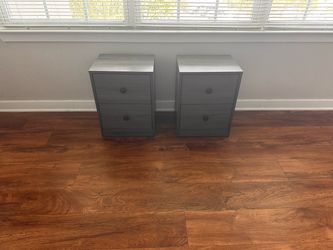 Pair of Gray 2-Drawer Nightstands