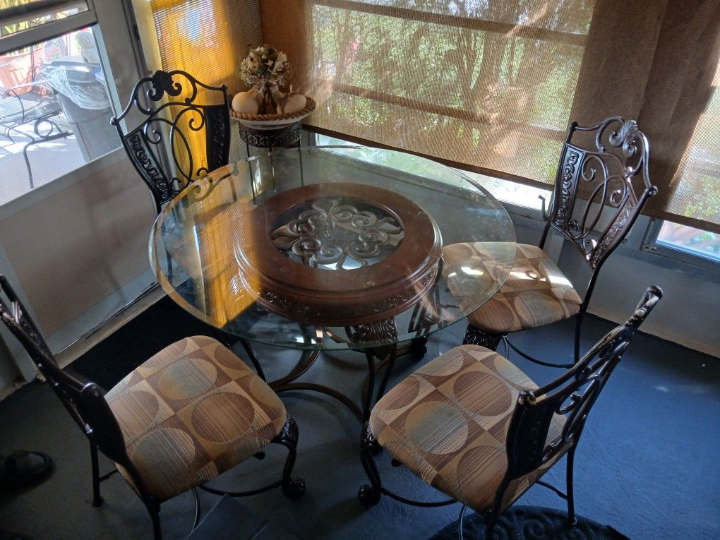 Set Dining Table Round Whit For Chairs