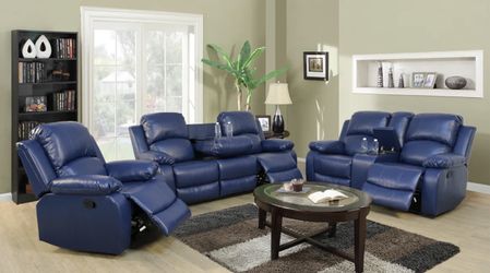 One Day Sale Today ! Leather Fully Reclining Three Piece Couch Set