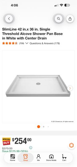 DreamLine SlimLine 42x36 Alcove Shower Pan Base