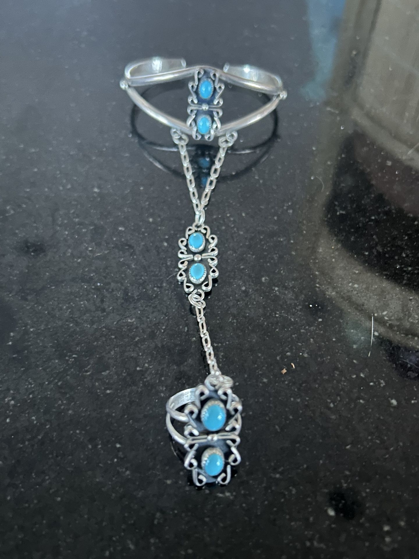 Navajo Sterling Turquoise Ring To Cuff Bracelet