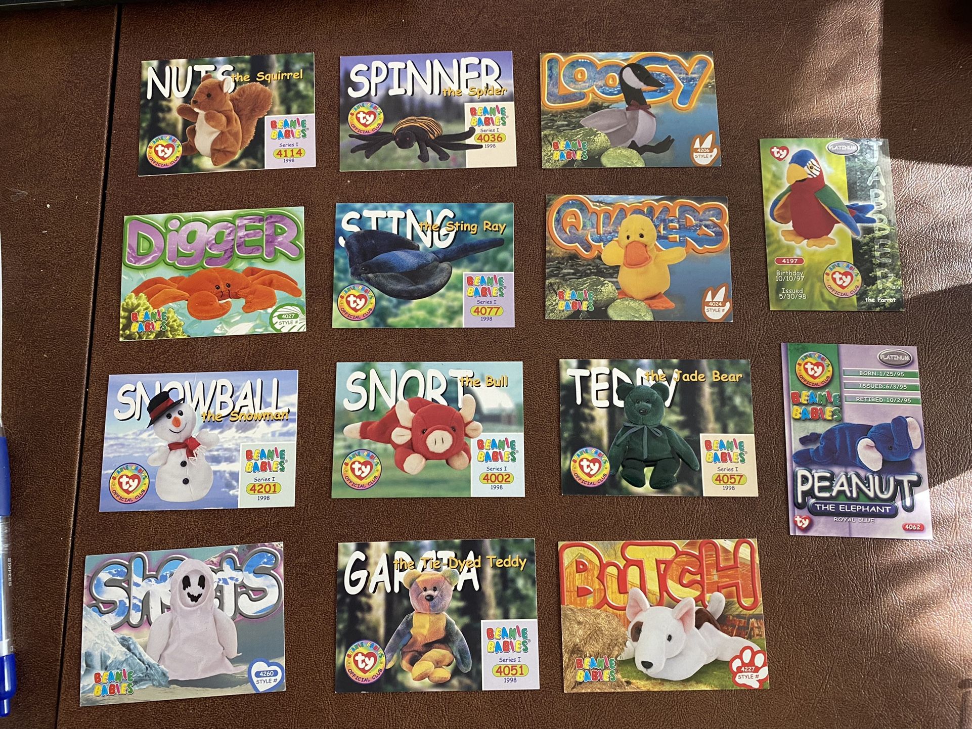Lot of 14 beanie baby babies Cards
