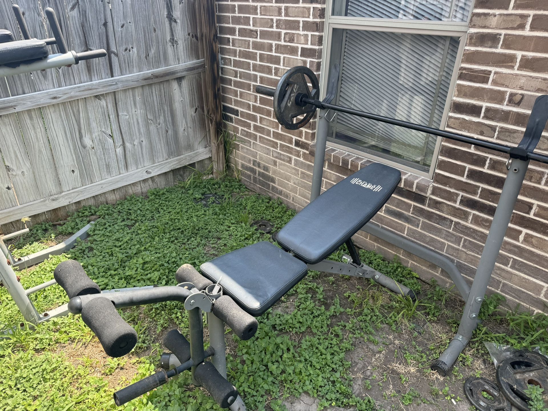 bench press with weight and dip station