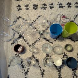 Assortment of Odd Cups and Wine Glasses