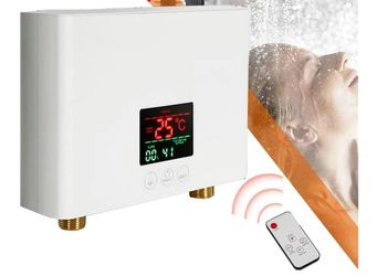 Electric Tankless Water Heater 3500W 110V Constant Temperature Instant Hot Water Heater with Remote Control Digital Display On Demand Hot Water