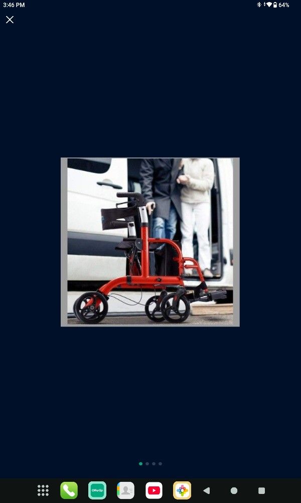 2 in 1 Rollator Walker & Transport Chair ( New In Box)