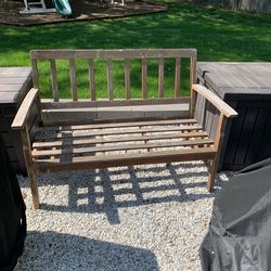 Teak outdoor wood bench
