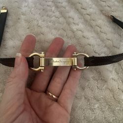 Salvatore Ferragamo Necklace Choker Brown Good Hardware Monogram 