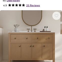 Lignum 48" Fully Assembled Single Bathroom Vanity with Engineered Marble Top, Soft Closing 