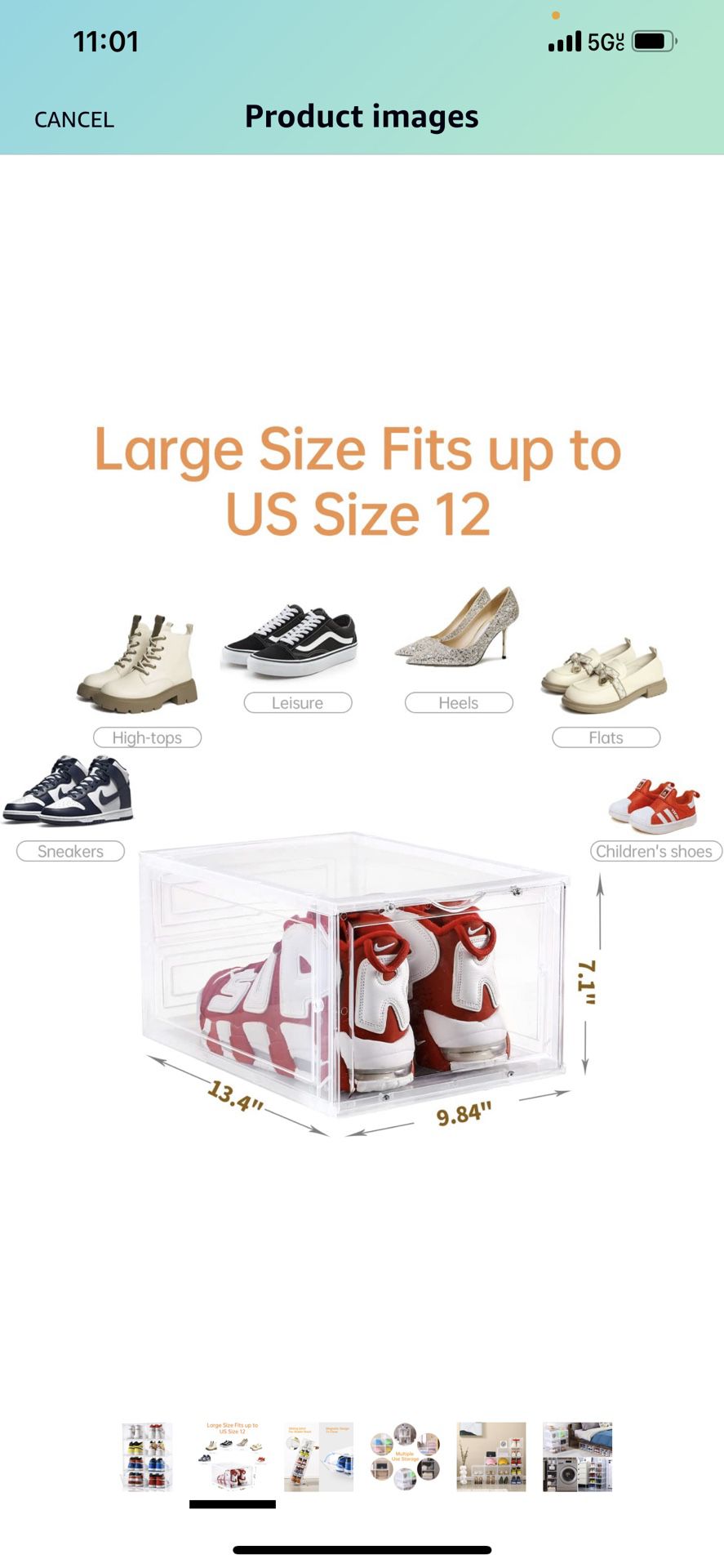 Shoe Storage Box,Set of 8,Shoe Box Clear Plastic Stackable,Drop Front Shoe Box with Clear Door,Shoe Organizer and Shoe Containers For Sneaker Display,