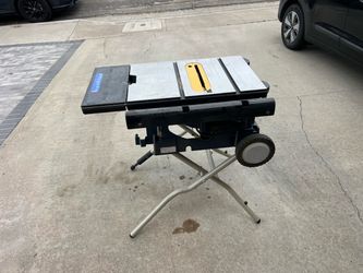 RYOBI Saw Workbench with wheels for easy mobility.