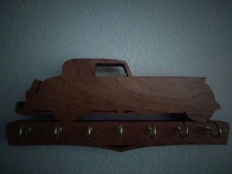 Custom cut cherry wood key holder