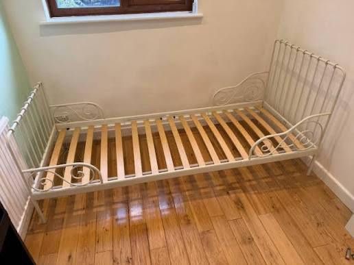IKEA MINNEN iron twin bed in white