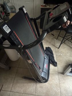 Treadmill folds up to easily store