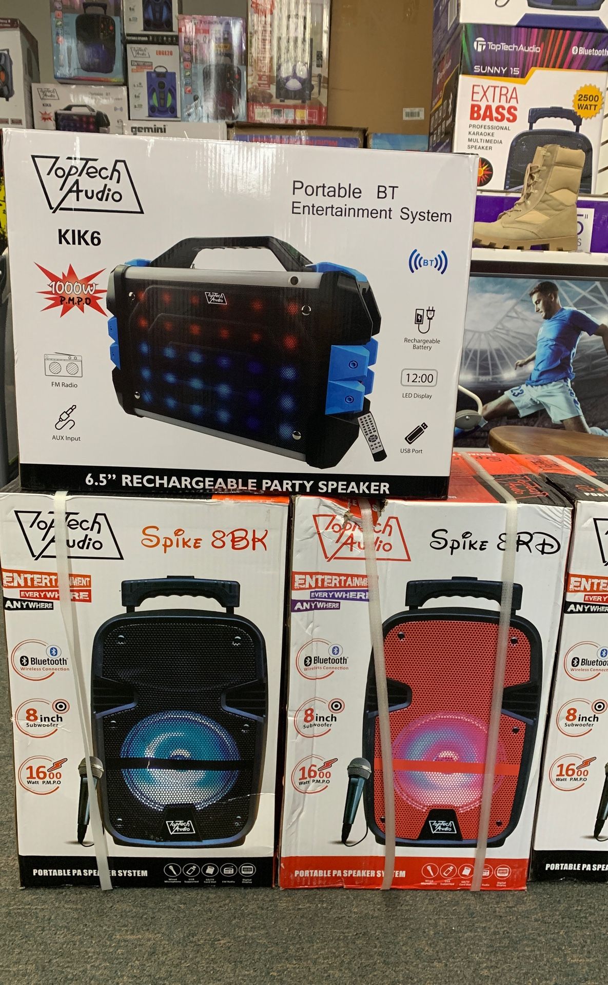 8” Bluetooth speaker rechargeable with mic