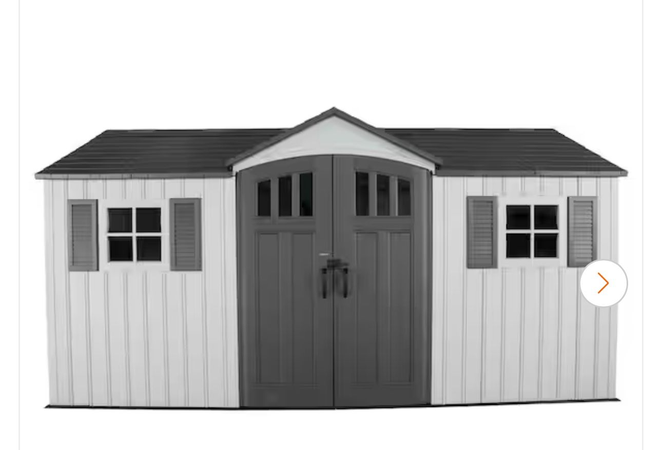 15 ft. W x 8 ft. D Resin Outdoor Storage Shed with Double Door (120 sq. ft.)