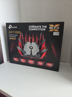 TP-Link - Archer AX11000 Tri-Band Wi-Fi 6 Router - Black/Red