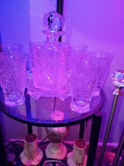 crystal barware set (decanter with stopper plus the matching glasses