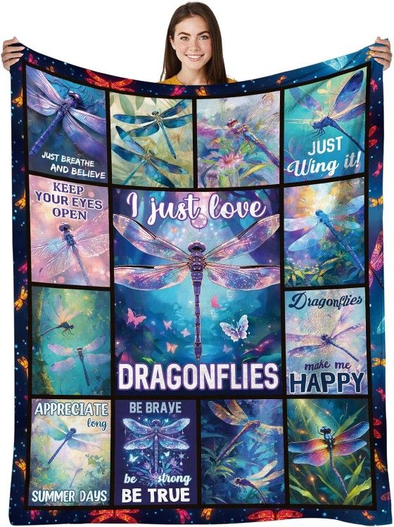 Dragonfly Blanket 50" x 60" Machine Wash Fade resistant