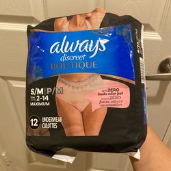 Always Discreet Boutique Size S/M (9 Count Underwear)