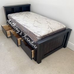 Twin Bed And Mattress With Drawers 