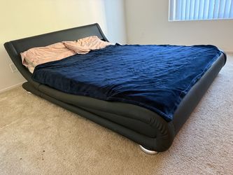 Modern Black Upholstered Platform Bed Frame – $150 OBO