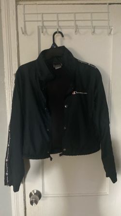 Women's Champion Navy Blue Jacket Medium Size Long Sleeve Short Length Button Up