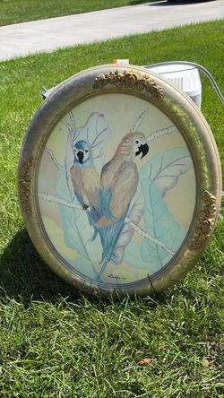 Oil painting with oval frame