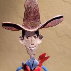 Rustic Handcrafted Metal Folk Art  Cowboy Sculpture Candle Holder
