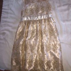 Girls Gold and White dress