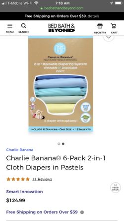 Charlie banana diapers - 12 pack - one size fits newborn-size6