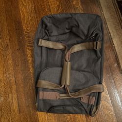 Large Stylish Roller Duffel Bag With Brown Leather Straps