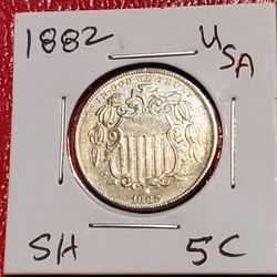 1882 UNITED STATES 5 CENTS ANTIQUE RESTRIKE COIN 