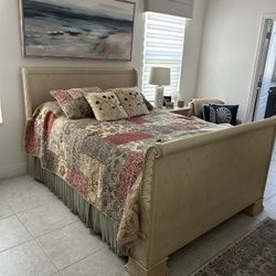 Queen Bed—-frame, Mattress, Box spring