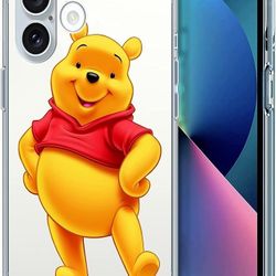 Winnie-Smile-Friendly.7", Cute Kawaii Cartoon Design Soft TPU Clear Case For IPhone 14 Pro Max