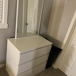 IKEA Dresser And Mirror, White - Pending Until Tuesday