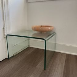 mid century glass waterfall end tables 