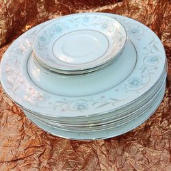 9 Piece Set "ENGLISH GARDEN" FINE CHINA JAPAN 1221 DINNER PLATE 10 1/4", Ex Con. Normal Use