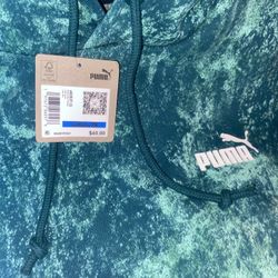 Puma Men's XL Turquoise/Green Tie-Dye Hoodie