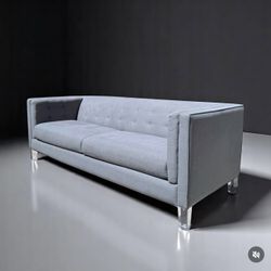 Modern Crate & Barrel 3-Seater Sofa – Elegant Soft Grey Design Black Friday Sale