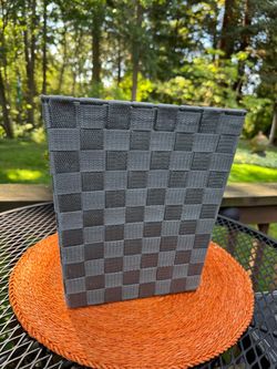 Gray woven storage basket