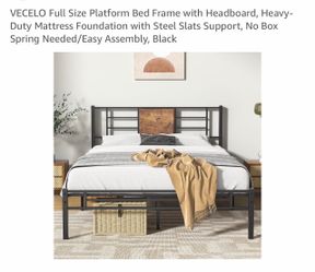 Full Size Platform Bed Frame with Headboard and mattress