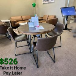 Centiar Brown 5-Piece Round Dining Set