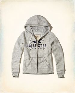Hollister Full-Zip Hoodie- Grey
