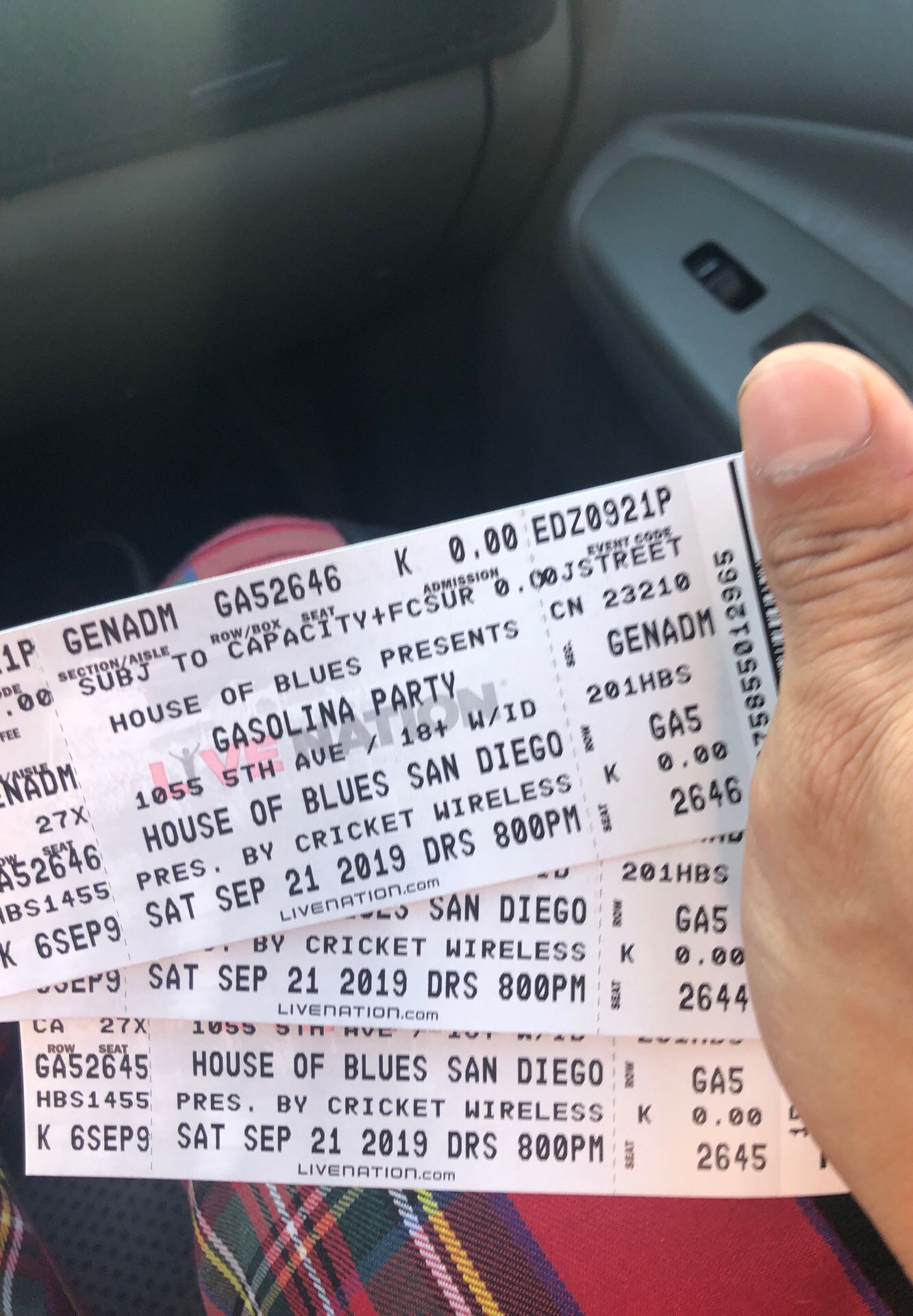 4 House of Blues Gasolina Party Tickets