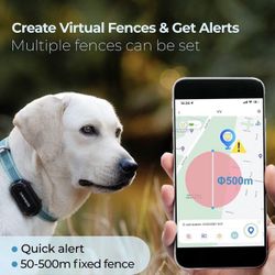 GPS Tracker for Dogs and Cats - Waterproof GPS Dog Collar - Live Tracking - Emergency Alerts - Built-in Night Light - Wireless Charging